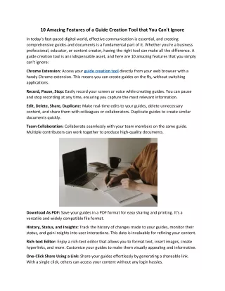 10 Amazing Features of a Guide Creation Tool that You Can't Ignore