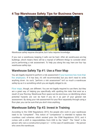 4 Top Warehouse Safety Tips for Business Owners