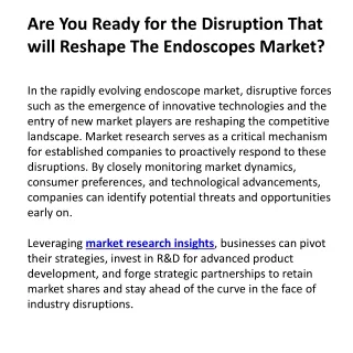 Are You Ready for the Disruption That will Reshape The Endoscopes Market