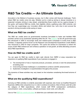 R&D Tax Credits — An Ultimate Guide