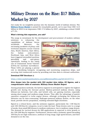 Military Drones on the Rise of $17 Billion Market by 2027