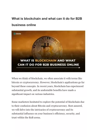 What is blockchain and what can it do for B2B business online