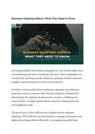 Business Adopting Adtech: What They Need to Know