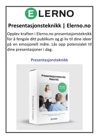 Presentasjonsteknikk  Elerno.no