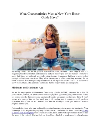 What Characteristics Must a New York Escort Guide Have