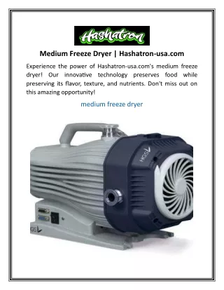Medium Freeze Dryer  Hashatron-usa