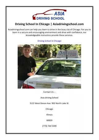 Driving School In Chicago  Asiadrivingschool.com