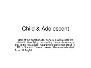 Child &amp; Adolescent