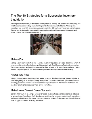 The Top 10 Strategies for a Successful Inventory Liquidation