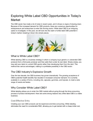 Exploring White Label CBD Opportunities in Today's Market