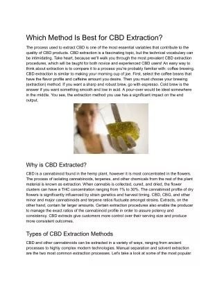 Which Method The is Best of CBD Extraction