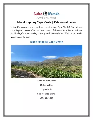 Island Hopping Cape Verde | Cabomundo.com