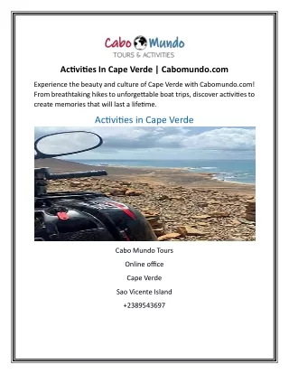 Activities In Cape Verde | Cabomundo.com