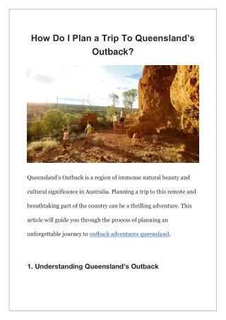 How Do I Plan a Trip To Queensland Outback?