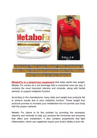 MetaboFix - Melts 35lbs Of Embarrassing Belly Fat