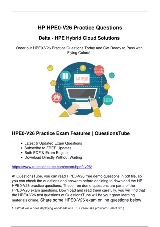 Actual HPE HPE0-V26 Exam Questions - Your Pathway to Quick Success