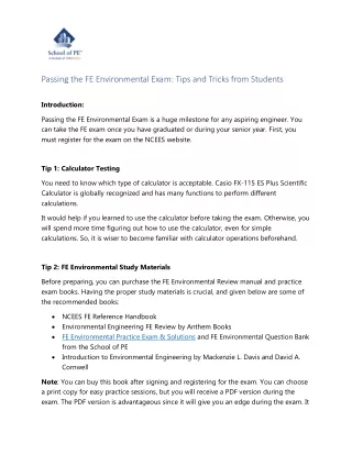 Passing the FE Environmental Exam Tips and Tricks from Students