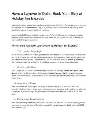 Have a Layover in Delhi: Book Your Stay at Holiday Inn Express