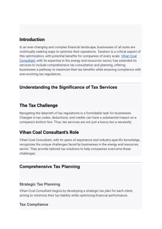 Maximizing Your Tax BenefitsVihan Coal Consultant's Expert Tax Services - Google Docs