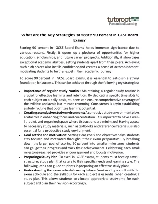 What are the Key Strategies to Score 90 Percent in IGCSE Board Exams?