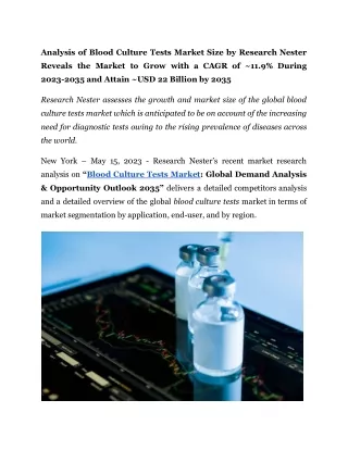 Blood Culture Tests Market