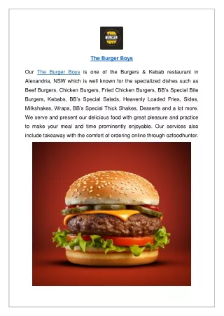 Extra 15% off, Order Now | The Burger Boys Alexandria menu