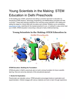 Young Scientists in the Making_ STEM Education in Delhi Preschools