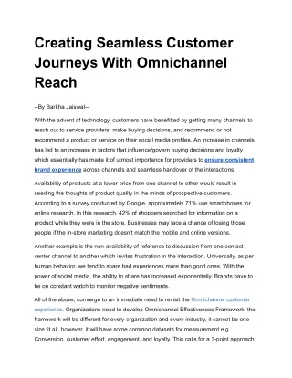 Creating Seamless Customer Journeys With Omnichannel Reach