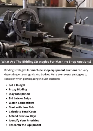 What Are The Bidding Strategies For Machine Shop Auctions?