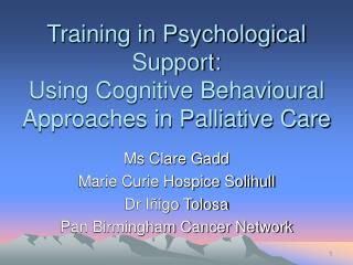 Training in Psychological Support: Using Cognitive Behavioural Approaches in Palliative Care