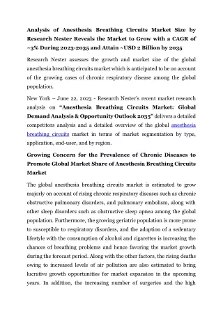 Anesthesia Breathing Circuits Market