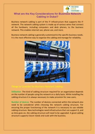 What are the Key Considerations for Business Network Cabling in Dubai?