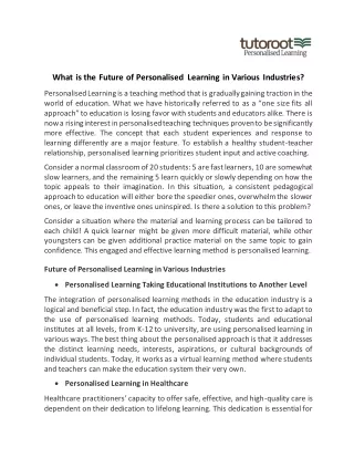 What is the Future of Personalised Learning in Various Industries?