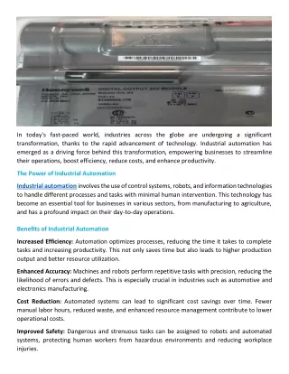 Industrial Automation and Process control