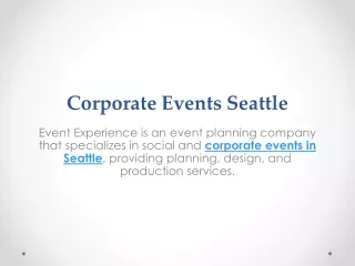 Corporate Events Seattle