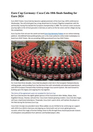 Euro Cup Germany Coca-Cola 10th finals funding for Euro 2024