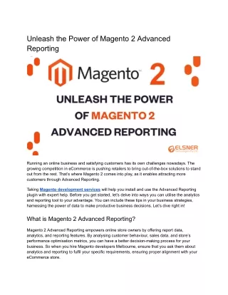 Unleash the Power of Magento 2 Advanced Reporting