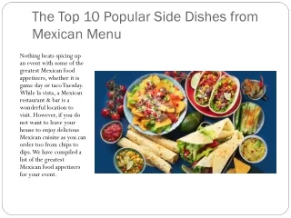 The Top 10 Popular Side Dishes from Mexican