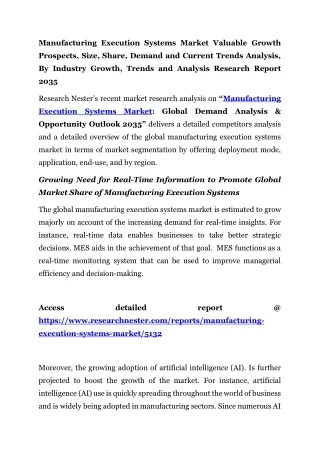 Manufacturing Execution Systems Market Analysis Research 2035