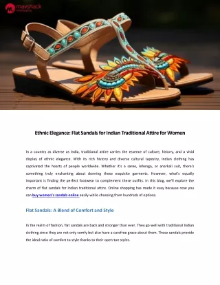 Ethnic Elegance Flat Sandals for Indian Traditional Attire for Women