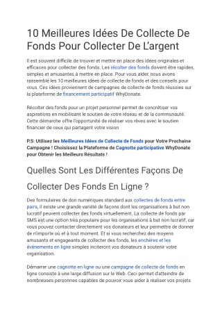 10 Meilleures Idées Et Conseils Pour Récolter Des Fonds!