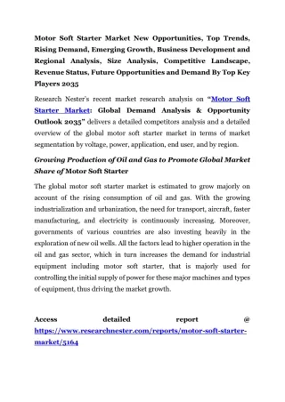 Motor Soft Starter Market Business Development 2035