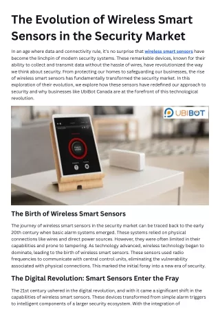 The Evolution of Wireless Smart Sensors in the Security Market