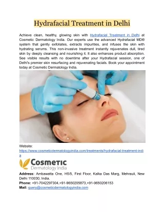 Hydrafacial Treatment in Delhi