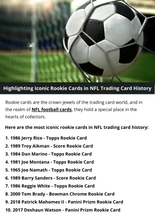 Highlighting Iconic Rookie Cards in NFL Trading Card History