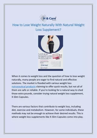 How to Lose Weight Naturally With Natural Weight Loss Supplement