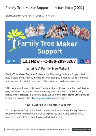 Family Tree Maker Support