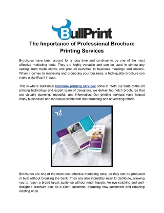 The Importance of Professional Brochure Printing Services