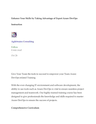 Enhance Your Skills by Taking Advantage of Expert Azure DevOps Instruction