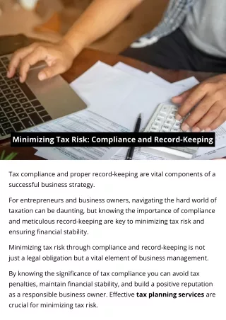 Minimizing Tax Risk: Compliance and Record-Keeping